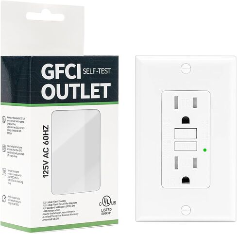 1 pack 15 amp gfi electrical gfci outlet thest-tish-test typper مقاومة للطقس (WR) وعاء الأرض (WR) مع مؤشر LED ul plate قياسي in Kuwait