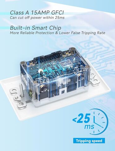 1 pack 15 amp gfi electrical gfci outlet thest-tish-test typper مقاومة للطقس (WR) وعاء الأرض (WR) مع مؤشر LED ul plate قياسي in Kuwait