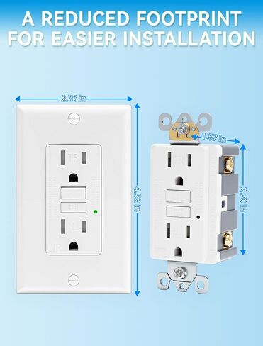 1 pack 15 amp gfi electrical gfci outlet thest-tish-test typper مقاومة للطقس (WR) وعاء الأرض (WR) مع مؤشر LED ul plate قياسي in Kuwait