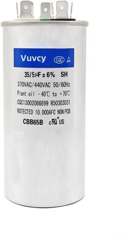 35/5uF ±6% MFD 370/440V AC Capacitor, Dual Run Round Capacitor Replacement, for AC Unit Fan Motor Start or Heat Pump or Condenser Straight Cool (35/5 uF) in Saudi Arabia