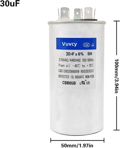 35/5uF ±6% MFD 370/440V AC Capacitor, Dual Run Round Capacitor Replacement, for AC Unit Fan Motor Start or Heat Pump or Condenser Straight Cool (35/5 uF) in Saudi Arabia