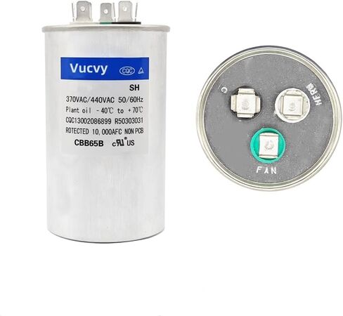 35/5uF ±6% MFD 370/440V AC Capacitor, Dual Run Round Capacitor Replacement, for AC Unit Fan Motor Start or Heat Pump or Condenser Straight Cool (35/5 uF) in Saudi Arabia
