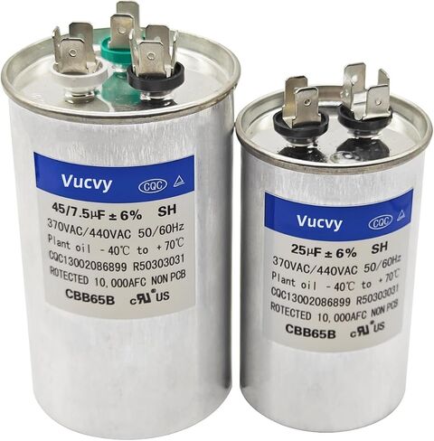35/5uF ±6% MFD 370/440V AC Capacitor, Dual Run Round Capacitor Replacement, for AC Unit Fan Motor Start or Heat Pump or Condenser Straight Cool (35/5 uF) in Saudi Arabia