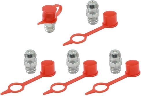M6 Straight Grease Nipple Fittings W/Dust Cap for Car 5 Set - High Temperature Resistant, Leak-proof, Easy Replacement in Saudi Arabia