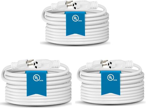Outdoor Extension Cord Waterproof 10 Ft, White, Indoor, Outdoor Power Cord, Heavy Duty 16/3, Single Outlet, UL Listed, 3-Prong, Grounded Outlet, Extension Wire. in Saudi Arabia