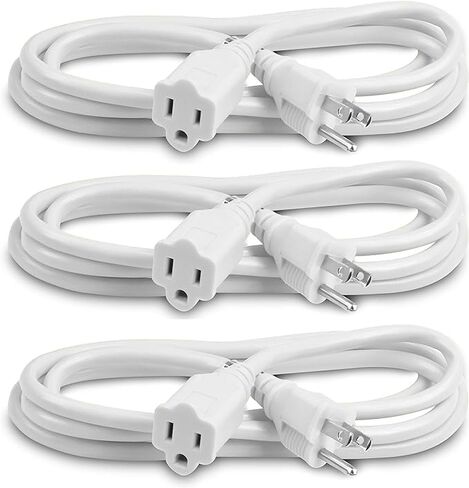Outdoor Extension Cord Waterproof 10 Ft, White, Indoor, Outdoor Power Cord, Heavy Duty 16/3, Single Outlet, UL Listed, 3-Prong, Grounded Outlet, Extension Wire. in Saudi Arabia