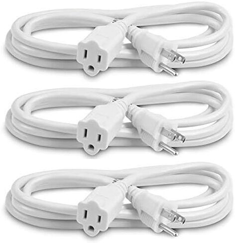 Outdoor Extension Cord Waterproof 10 Ft, White, Indoor, Outdoor Power Cord, Heavy Duty 16/3, Single Outlet, UL Listed, 3-Prong, Grounded Outlet, Extension Wire. in Saudi Arabia