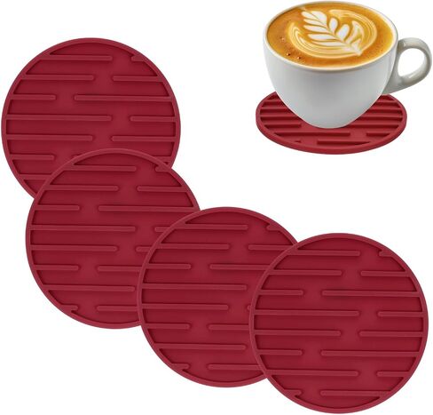 Uxcell 4pcs سيليكون الوقايات للمشروبات ، Custer Coasters Line Pattern Coffee Cup in Saudi Arabia