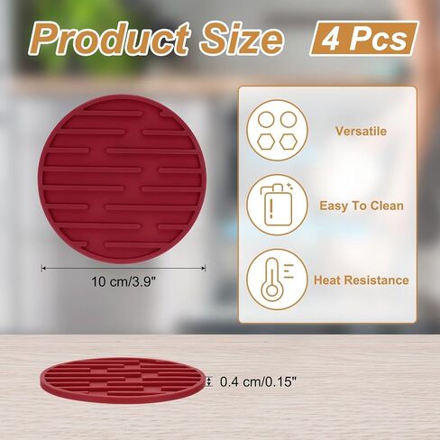 Uxcell 4pcs سيليكون الوقايات للمشروبات ، Custer Coasters Line Pattern Coffee Cup in Saudi Arabia