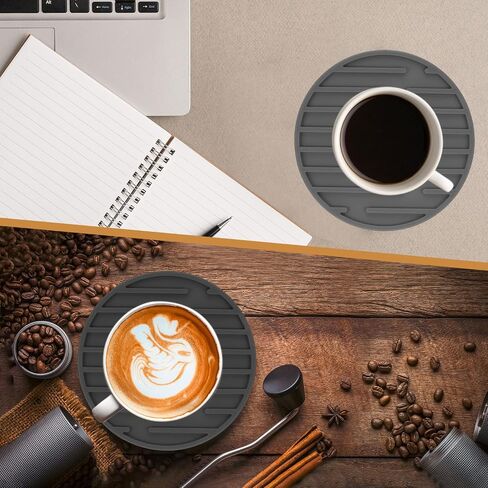 Uxcell 4pcs سيليكون الوقايات للمشروبات ، Custer Coasters Line Pattern Coffee Cup in Saudi Arabia