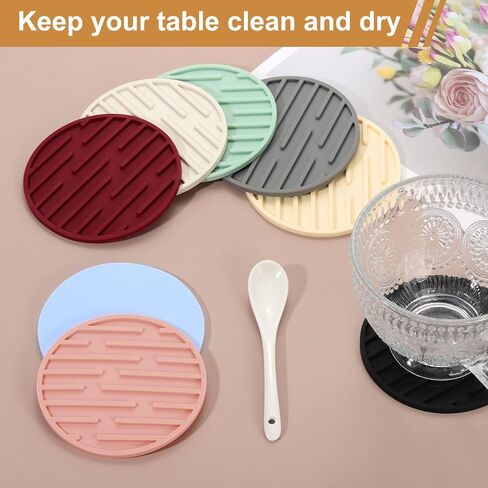 Uxcell 4pcs سيليكون الوقايات للمشروبات ، Custer Coasters Line Pattern Coffee Cup in Saudi Arabia