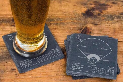 Greatest Marlins Plays: Slate Coasters (Set of 4) | Unique Marlins Gift for Men and Sports Fans | Iconic Marlins Moments in Saudi Arabia