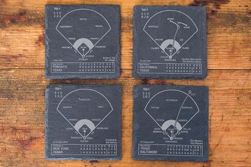 Greatest Marlins Plays: Slate Coasters (Set of 4) | Unique Marlins Gift for Men and Sports Fans | Iconic Marlins Moments in Saudi Arabia