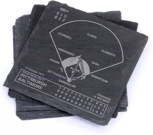 Greatest Marlins Plays: Slate Coasters (Set of 4) | Unique Marlins Gift for Men and Sports Fans | Iconic Marlins Moments in Saudi Arabia