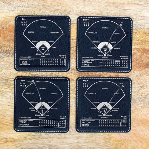 Greatest Marlins Plays: Leatherette Coasters (Set of 4) | Unique Marlins Gift for Men and Sports Fans | Iconic Marlins Moments in Saudi Arabia