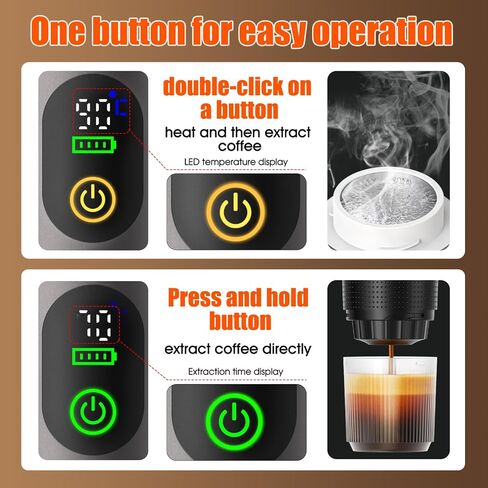 3-in-1 Portable Electric Espresso Machine–20Bar Self‑Heating camping coffee maker with 7500mA Battery,Display,compatible with Large/Small Capsules&Coffee Powder for Travel,Camping,Car&Office in Saudi Arabia