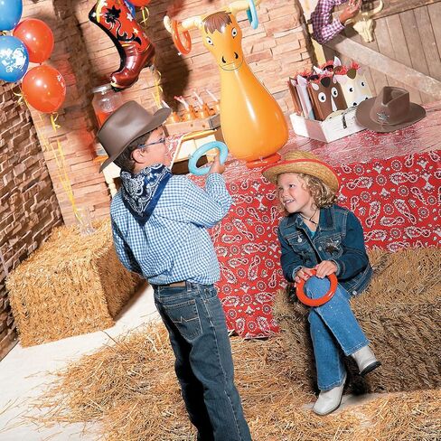 المرح Express Express Bull Ring Toss - تحسين الهدف مع 6 حلقات قابلة للنفخ وقرون التوجيه - سهلة الإعداد Western Cowboy Ring Toss لعبة للأطفال in Saudi Arabia