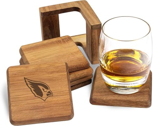 The Memory Company Officially Licensed 6-Pack Team Logo Acacia Square Coaster W/Holder, Seattle Seahawks in Saudi Arabia