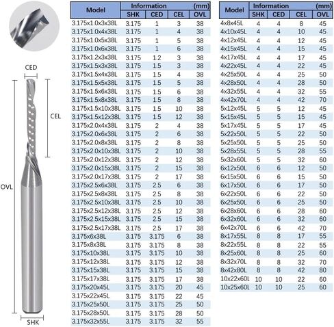 10Pcs 3.175/4/5/6/8/10mm Down Cut Milling Cutter Single Flute CNC End Mill Tool Router Bits Engraving Bits(10P 6.0x42x70L) in Saudi Arabia