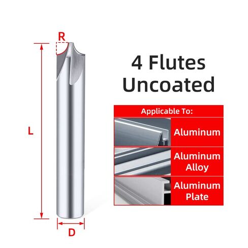 R0.5-R5.0 Tungsten Carbide Radius Corner Rounding Cutter End Mill CNC Tool Chamfering Outside Radii Quarter Circle Router Bit​(Coating 4F,R2.5xD8x60L) in Saudi Arabia