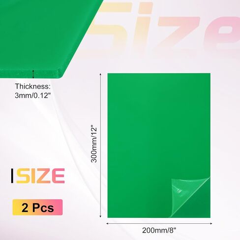 uxcell 2pcs أوراق أكريليك 12 × 8 بوصة لوحة أكريليك 1/8 بوصة-3 مم لوحة بلاستيكية لإطارات الصور حاملي علامات المشاريع DIY CRAFT ، الأخضر in Kuwait
