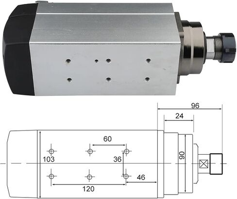 6KW 220V 380V air-cooled spindle motor CNC(6kw ER32 380VSquare) in Saudi Arabia