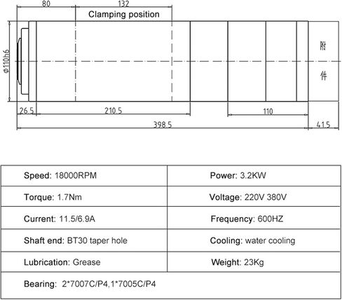3.2KW ATC Water-Cooled Spindle Motor BT30 18000RPM 220V 380V(3.2kw 220V) in Saudi Arabia