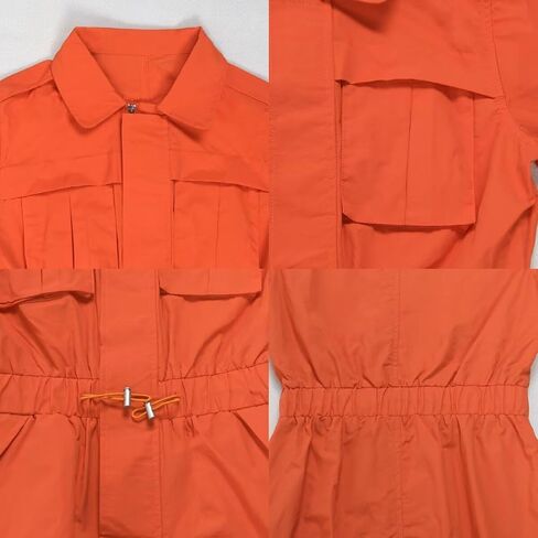 LROSEY Women Y2k Cargo Dress with Pockets Casual Reflective Short Sleeve Zip Up Ruched Drawstring Midi Shirt Dresses Romper in Kuwait