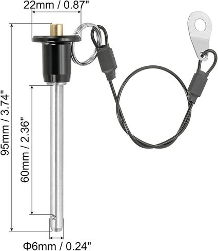 PATIKIL Quick Release Pin 0.2" x 0.79", Ball Locking Pin 304 Stainless Steel Quick Release Fastening Safety Locating Pins with Push Button 25 cm Lanyard Cable (5 x 20mm) in Saudi Arabia