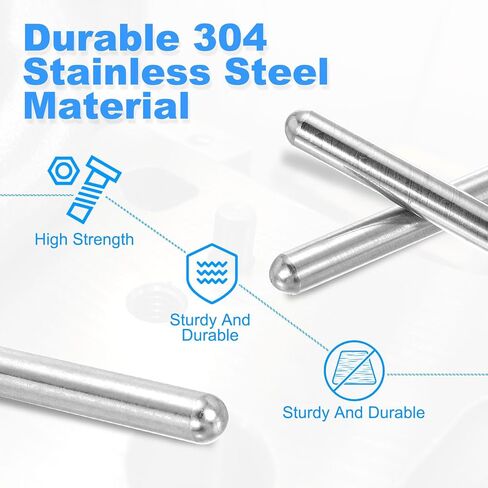 Patikil 304 Dowel Dowel Dowel Dowel 5 × 80 مم (5/16 "ضياء) ، 10 أجهزة مركبة مستديرة رأس مسطح مشطو in Saudi Arabia