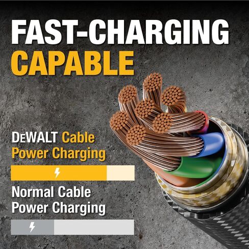 DEWALT Heavy Duty Lightning to USB A Cable — Reinforced Braided Cable for Lightning — Charger Cord Compatible with iPhone — Apple Compatible Charging Cable… (USB A to Lightning, 4FT) in Saudi Arabia