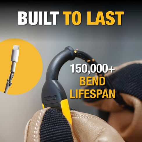 DEWALT Heavy Duty Lightning to USB A Cable — Reinforced Braided Cable for Lightning — Charger Cord Compatible with iPhone — Apple Compatible Charging Cable… (USB A to Lightning, 4FT) in Saudi Arabia