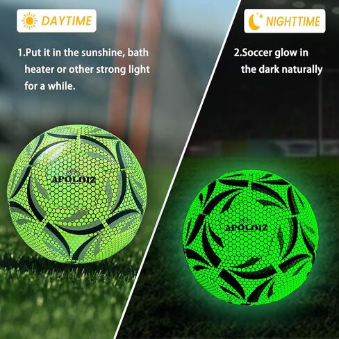 Light Up Soccer Ball,Glow in The Dark Soccer Ball Size 4/5 with Pump,Glowing Luminious Soccer Balls for Day&Night Games and Training Gifts for Men Youth and Adult Night Games in Saudi Arabia