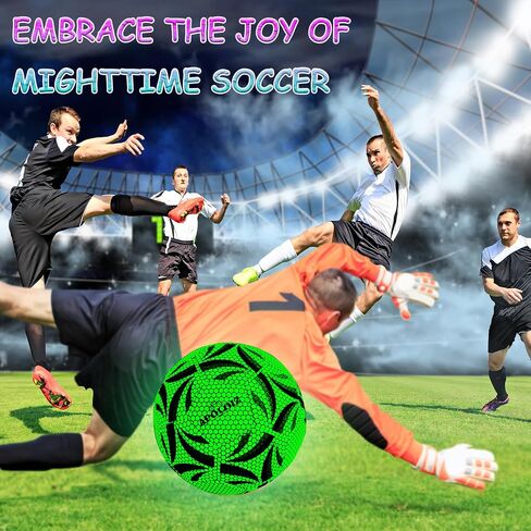 Light Up Soccer Ball,Glow in The Dark Soccer Ball Size 4/5 with Pump,Glowing Luminious Soccer Balls for Day&Night Games and Training Gifts for Men Youth and Adult Night Games in Saudi Arabia