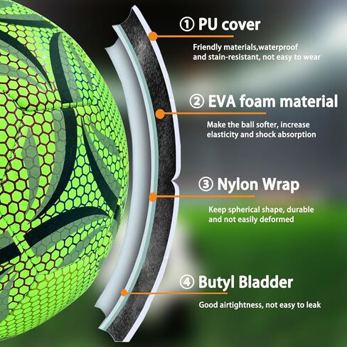 Light Up Soccer Ball,Glow in The Dark Soccer Ball Size 4/5 with Pump,Glowing Luminious Soccer Balls for Day&Night Games and Training Gifts for Men Youth and Adult Night Games in Saudi Arabia