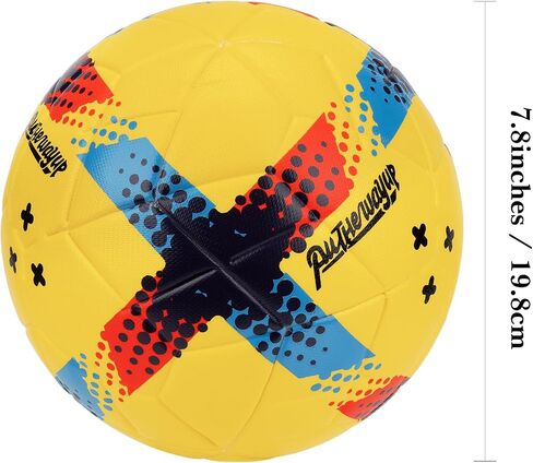 Linkidea Size 4 Thermally Bonded PU Leather Soccer Ball, Long Lasting Soccer Ball with Seamless Stitching, Training Soccer Ball for Turf, Grass Surfaces with Pump (Yellow) in Saudi Arabia