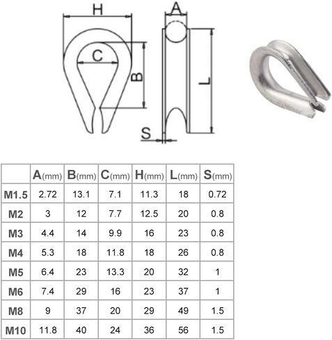 cnonee1 12pcs m8 سلك حبل الثابتة المشابك + 12 pcs حلقة دجاج ثلاثية in Kuwait