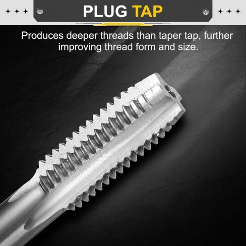 uxcell Hand Plug Tap M12 x 1.25 H2 Metric Left Hand Thread Plug Style Taps Straight Flute Screw Tapping Threading Tool High Speed Steel HSS6542 in Saudi Arabia