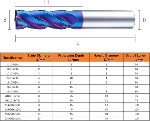 HRC65 4 Flutes Carbide End Mill Tungsten Cuttering CNC CRNC Tools Mill Mills for Stains Stains Steel (10pcs HRC65 4F ، D3XD3X75L) in Kuwait