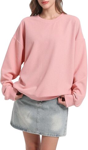 Sweatshirt for Womens Pullover Crew Neck Long Sleeve Waffle Knit Shirt Tops Fit Soft Outfits Casual Lightweight in Kuwait