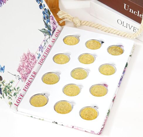 Tingku Gold Wedding Unity Coins مجموعة Arras de Boda Cermony Cermony Ceremony Arrhae Coin مع صندوق جمع الكتب - اللغة الإنجليزية in Kuwait