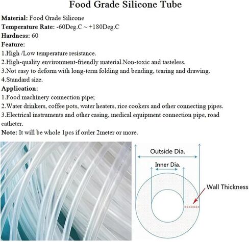 Clear Transparent Silicone Rubber Hose ID 0.51 2 3 4 5 6 7 8 9 10 12mm O.D Flexible Silicone Tube(5 Meters_ID 4MM X 7MM OD) in Kuwait