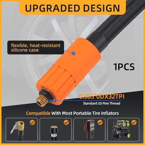 Tire inflator hose adapter Locking Tire Chuck with Rubber Hose, 14'' Tire Inflator Extension Tube Tyre Pump, Clip on Tire Inflator Hose Adapter, Quick Inflation Chuck Adapter Hose for Tire Connect in Saudi Arabia