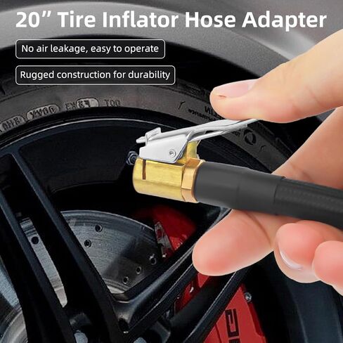Tire inflator hose adapter Locking Tire Chuck with Rubber Hose, 14'' Tire Inflator Extension Tube Tyre Pump, Clip on Tire Inflator Hose Adapter, Quick Inflation Chuck Adapter Hose for Tire Connect in Saudi Arabia