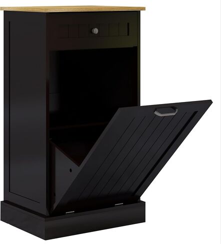 Double Tilt Out Trash can Cabinet, 20 Gallon Hidden Pull-Out Trash Can Under Cabinet, Kitchen Free Standing Recycling Cabinet with 2 Drawers for Kitchen, Laundry, Living Room in Saudi Arabia