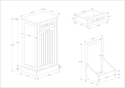 Double Tilt Out Trash can Cabinet, 20 Gallon Hidden Pull-Out Trash Can Under Cabinet, Kitchen Free Standing Recycling Cabinet with 2 Drawers for Kitchen, Laundry, Living Room in Saudi Arabia