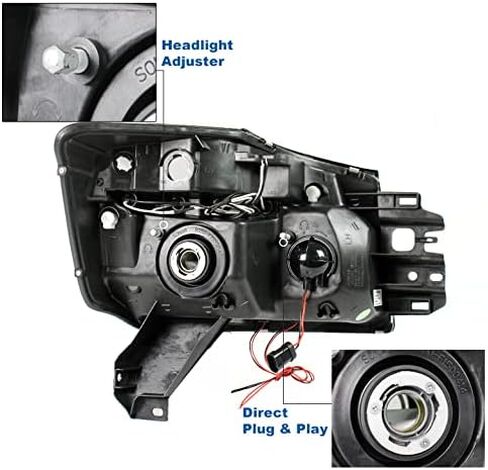 Dual Halo LED Projector Headlights Headlamps Lamps Black For 2004-2012 Nissan Titan / 2004-2007 Armada in Kuwait