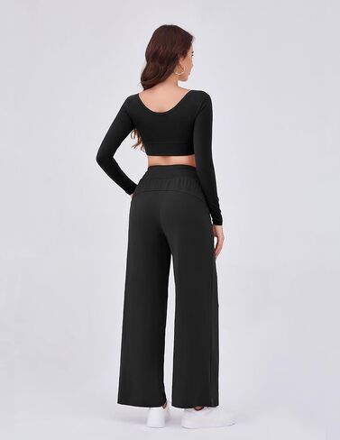 Arolina Women's Wide Leg Pants Casual High Waist Drawstring Palazzo Pants Flowy Drapey Lounge Sweatpants with Pockets in Kuwait