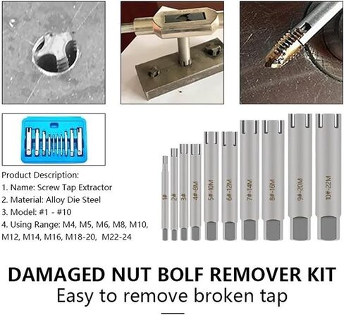 Screw Tap Extractor M3 M4 M5 M6 M8 M10 M12 M14 M16 M20 M22 Broken Screw Tap Remover Tool Wrench Set Drill Bit 1Pcs(M3) in Saudi Arabia