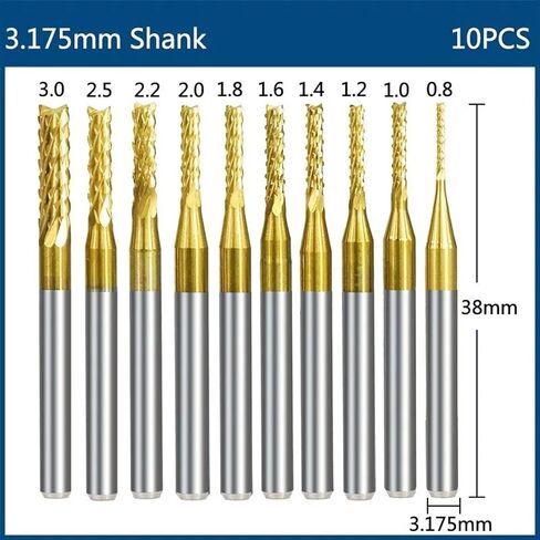 10pcs 3.175mm shank Ball Nose 2 Vlute Flat Bits for Woodworking Tools (10pcs Ball Nose) in Saudi Arabia
